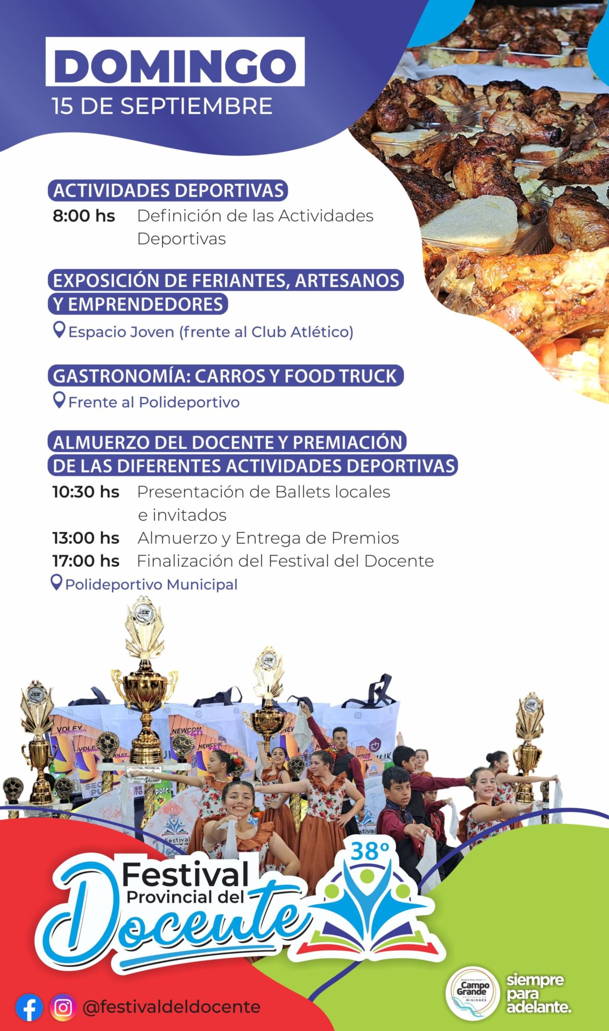 Este viernes comienza el Festival Provincial del Docente en Campo Grande: mirá el cronograma de actividades