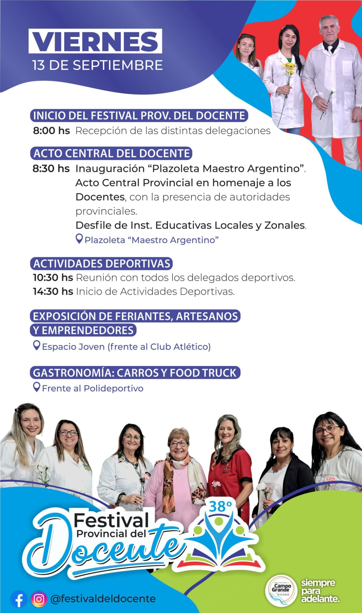 Este viernes comienza el Festival Provincial del Docente en Campo Grande: mirá el cronograma de actividades