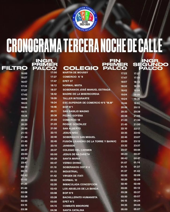 APES anuncio el cronograma para la tercera noche de la Estudiantina 2024 en Posadas - 1