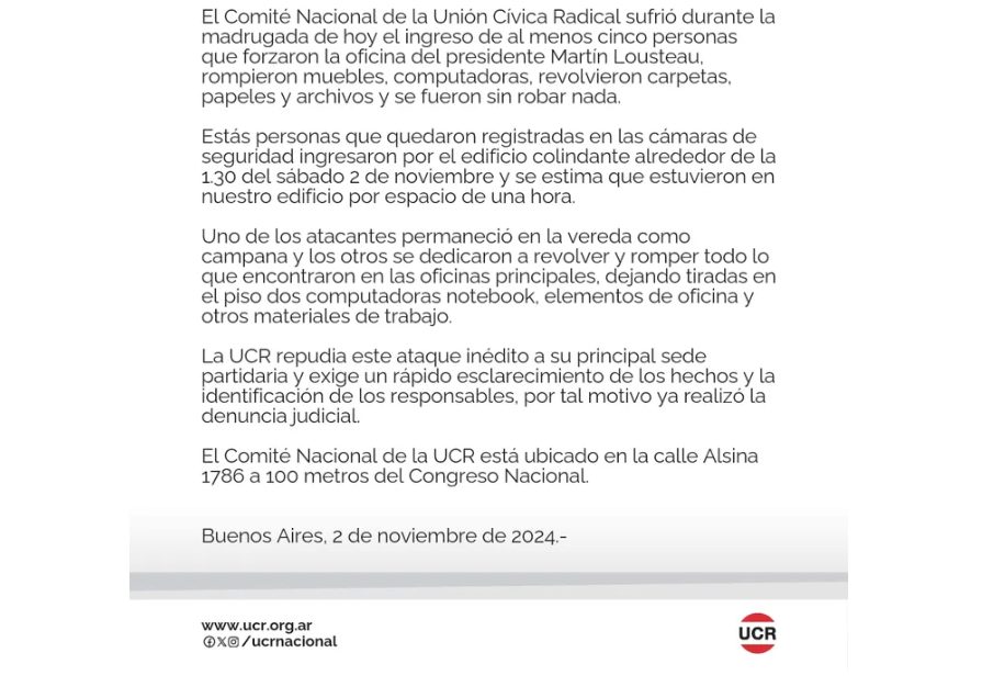 La UCR denuncio un ataque a las oficinas del Comite Nacional 1 - 11