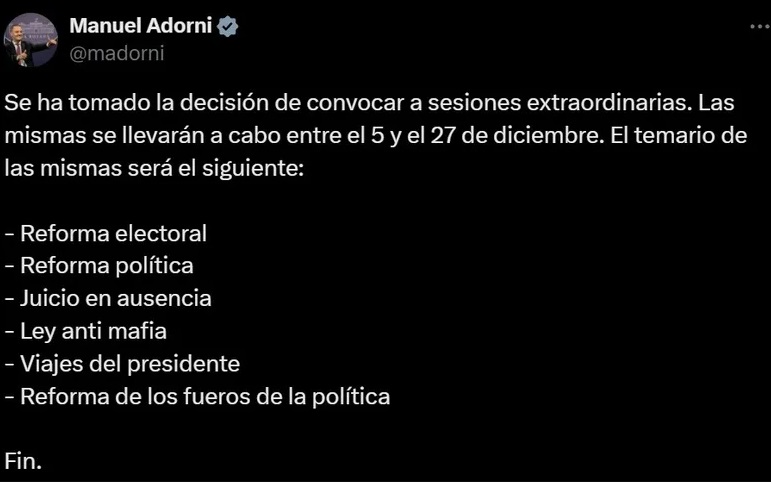 Nación convocará a sesiones extraordinarias del 5 al 27 de diciembre con eje en la reforma electoral