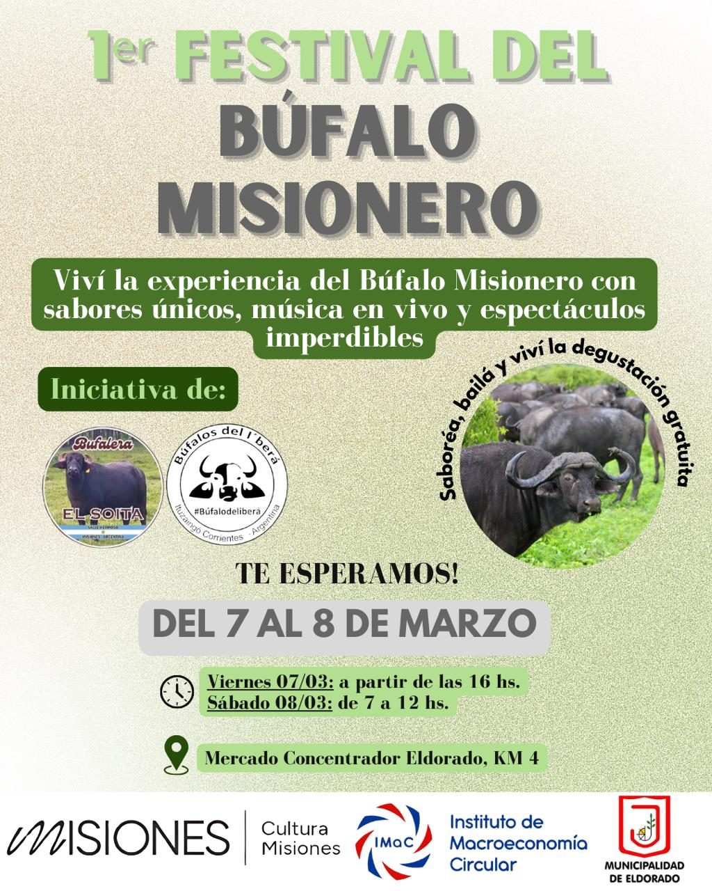 Misiones celebrará su primera Fiesta Provincial del Búfalo el 7 y 8 de marzo en Eldorado