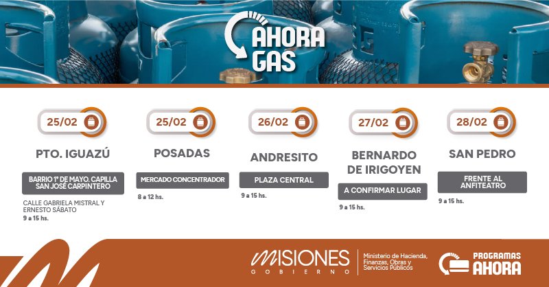 Ahora Gas sigue recorriendo Misiones con garrafas a precio bonificado: conocé el cronograma