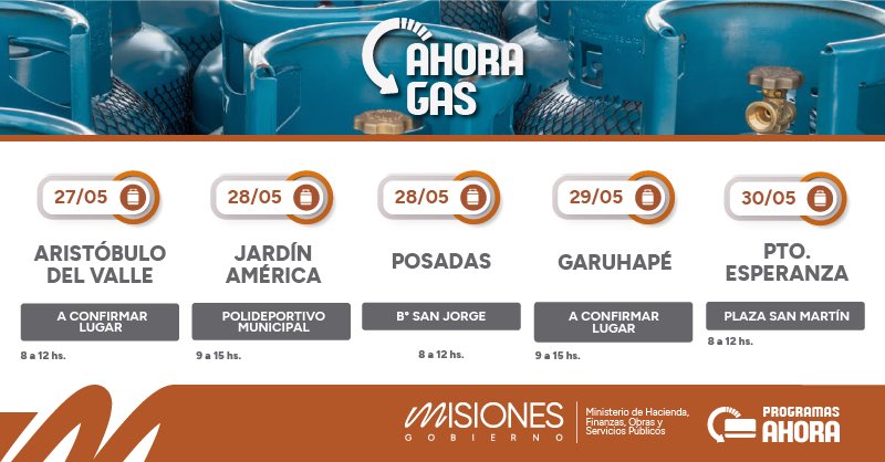 Ahora Gas en Misiones: conocé el cronograma de todo mayo 4 8 - CRONOGRAMA 1 - 7