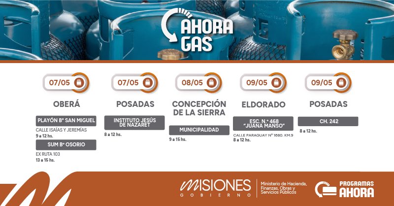 Ahora Gas en Misiones: conocé el cronograma de todo mayo 1 2 - CRONOGRAMA 4 - 1