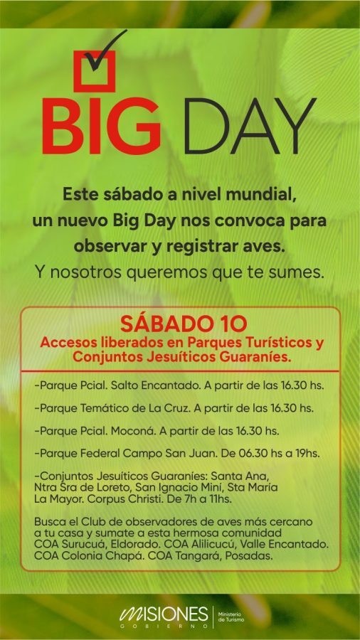 Este fin de semana invitan a turista a sumarse al Big Day 2025 1 - 1