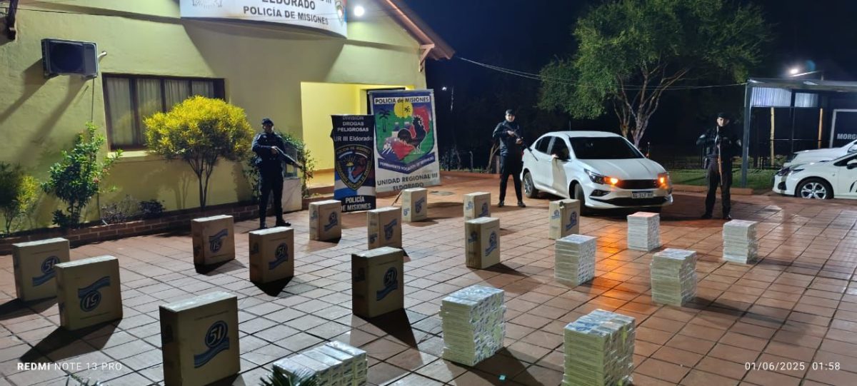 Carga de cigarrillos valuada en 42 millones y vehiculo robado incautados en Eldorado 1 - 1
