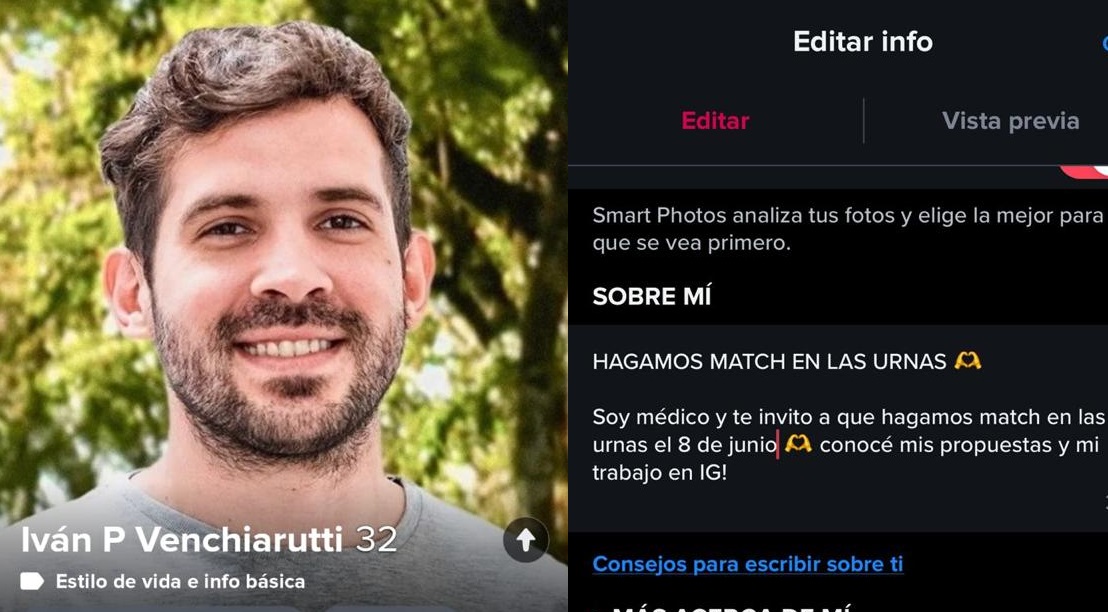 Pelinski Venchiarutti, el candidato que utilizó Tinder para llegar a los jóvenes
