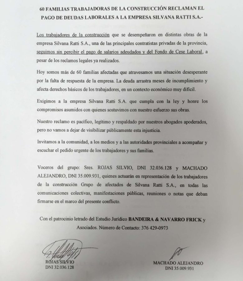 Trabajadores de la constructora Silvana Ratti S.A. reclaman deudas salariales 3 6 - WhatsApp Image 2025 08 27 at 09.28.59 - 5