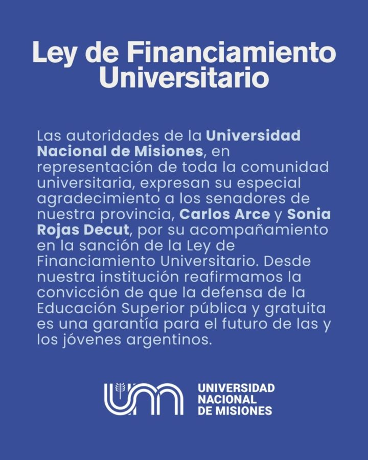 La UNaM agradeció a los senadores misioneros que respaldaron la Ley de Financiamiento Universitario 1 2 - unam - 1