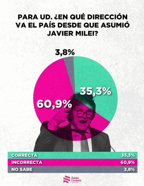 El 60% de los argentinos cree que Milei va en la dirección incorrecta, según una encuesta 1 2 - El 60 de los argentinos cree que el pais va en la direccion incorrecta segun una encuesta 2 - 1