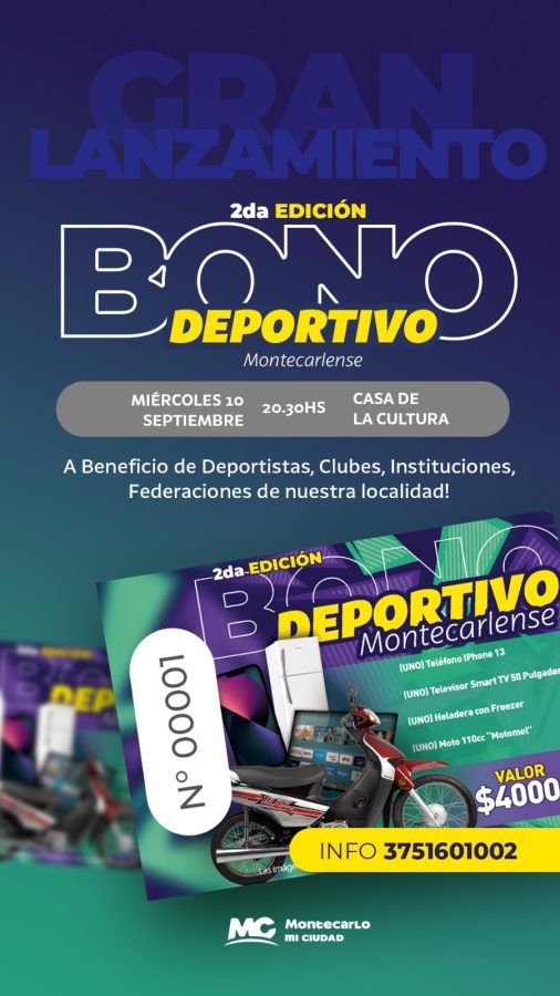 Montecarlo lanzará la segunda edición del Bono Deportivo para fortalecer a sus clubes 1 2 - montecarlo 1 1 - 1