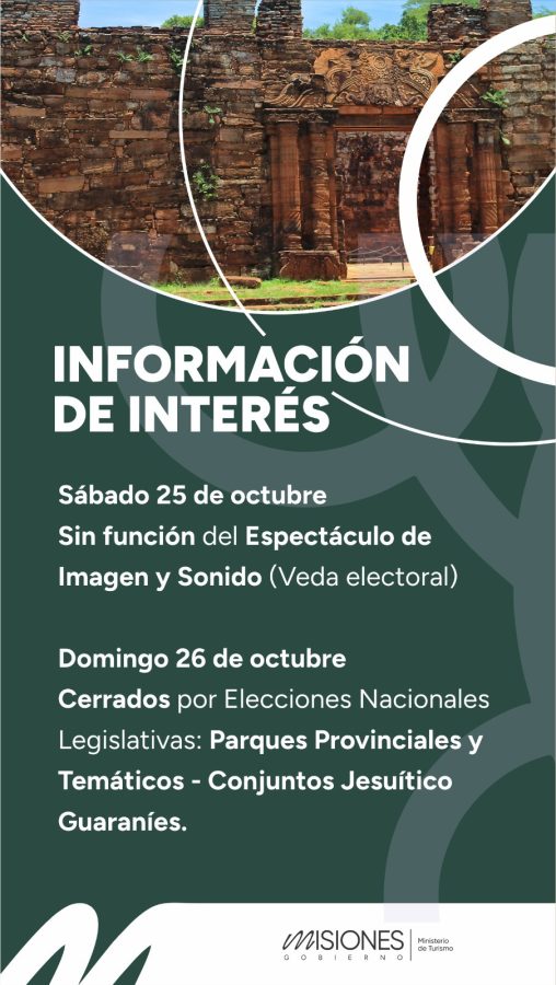 Conjuntos Jesuíticos y Parques Provinciales estarán cerrados este domingo de elecciones 2 4 - WhatsApp Image 2025 10 23 at 11.59.52 1 - 3
