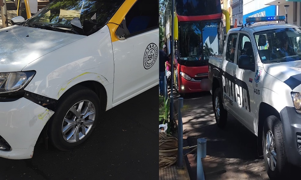 Chocaron taxi y colectivo en pleno centro de Posadas: sin heridos