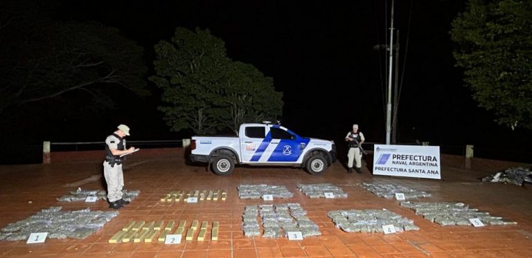 Prefectura incautó un millonario cargamento de droga en San Ana