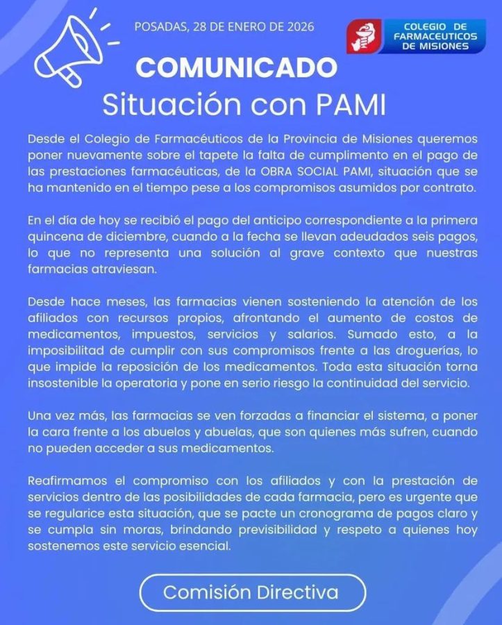 PAMI debe seis liquidaciones a farmacias y crece el riesgo para jubilados en Misiones 2 - 1