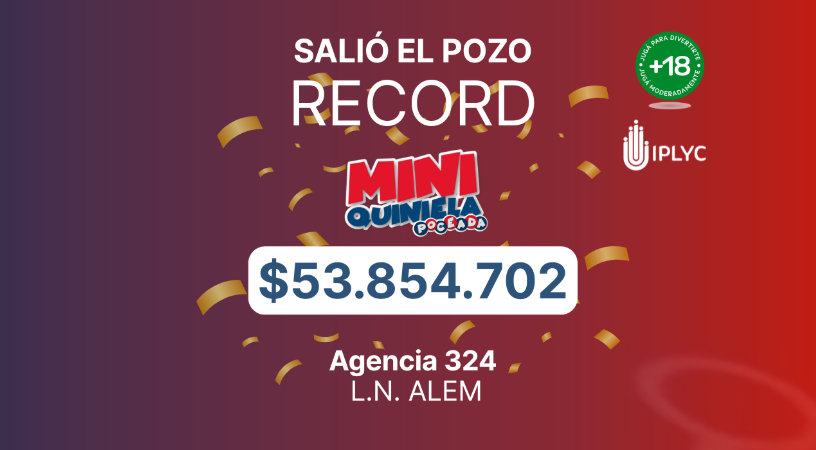 Apostador de Alem se llevó el pozo récord millonario de la Mini Poceada