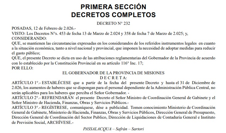 Passalacqua congelo por decreto su sueldo como gobernador hasta fin de ano 1 - 1