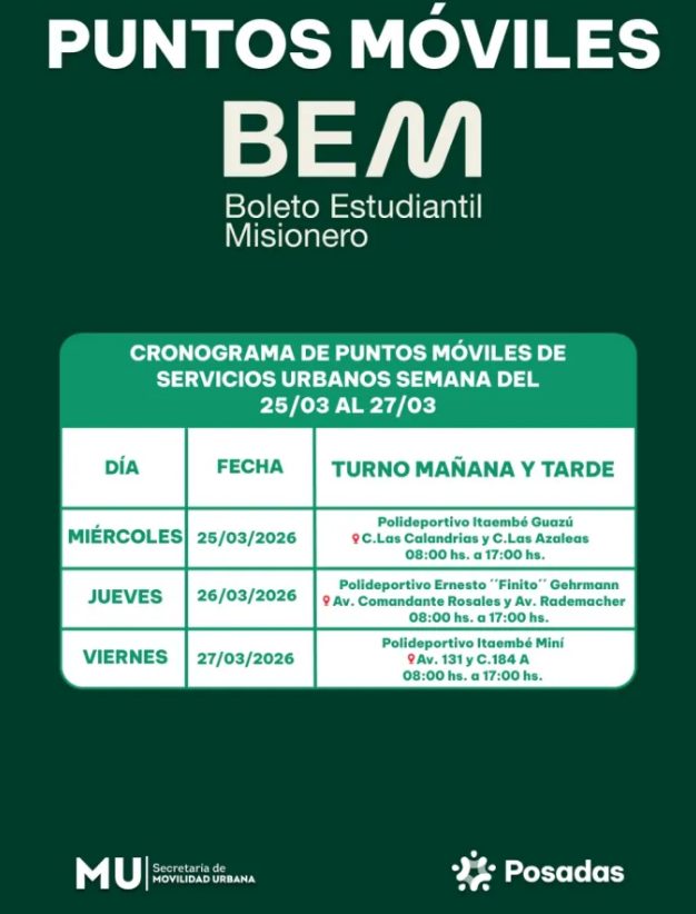 Posadas suma nuevos puntos para tramitar el Boleto Educativo Misionero - 1