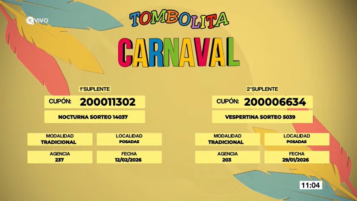 Tombolita Carnaval cupones suplentes marzo 2026 - 1