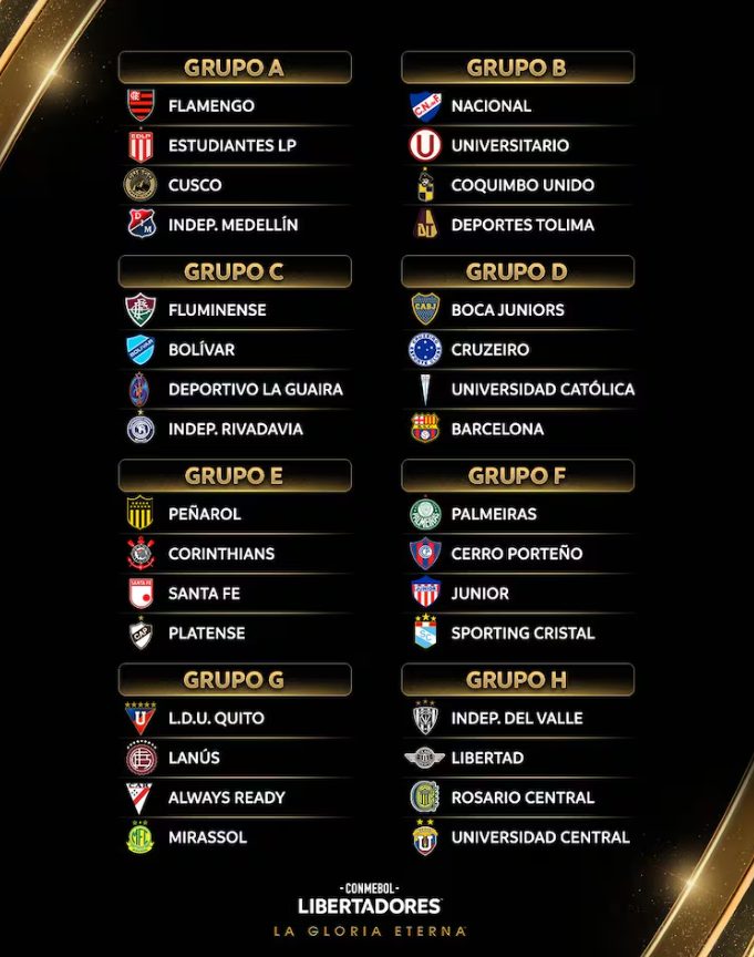 Sortearon los grupos de la Copa Libertadores: mirá los rivales de los equipos argentinos 1 2 - libertadores - 1