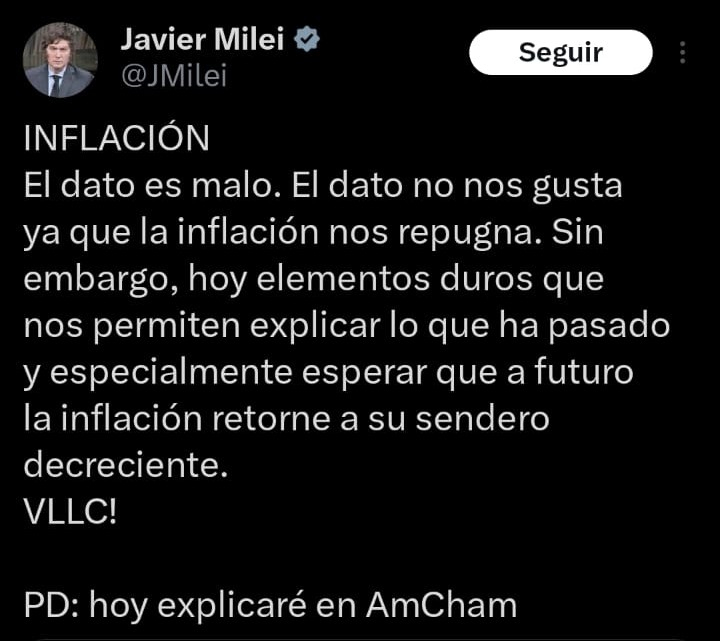 Milei admitió que la inflación del 3,4% de marzo "es malo" 1 2 - Milei admitio que la inflacion del 34 de marzo es malo - 1