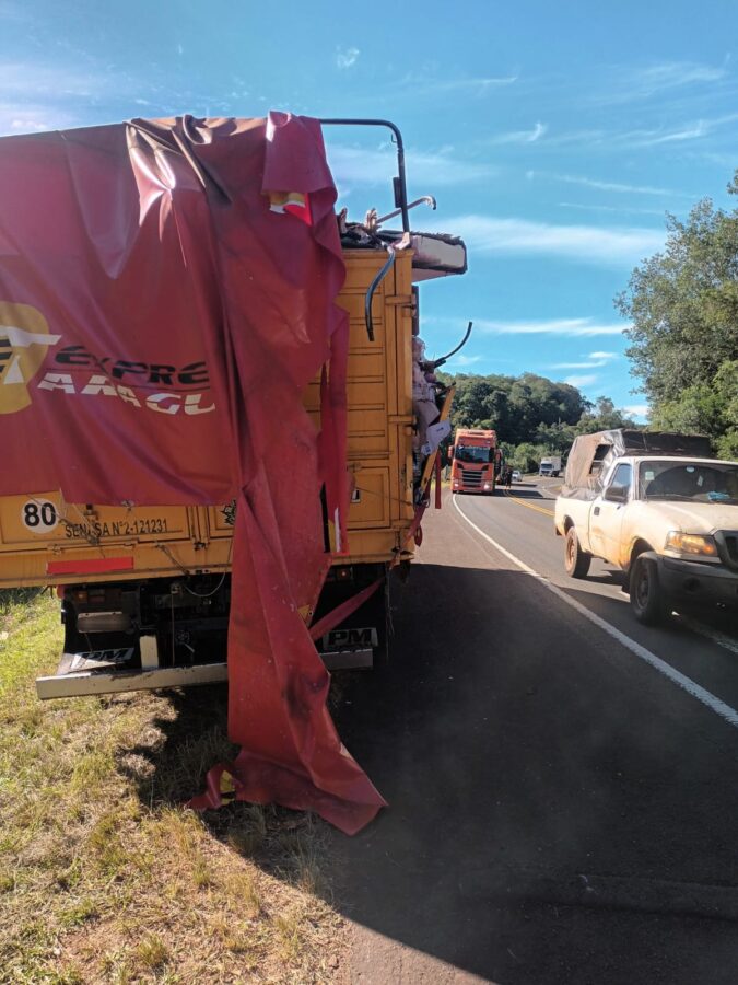 Un camion choco y perdio parte de su carga de vinos spnre la ruta 12 en Capiovi 3 - 1