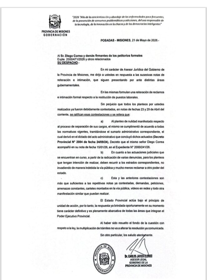 La Jefatura de Policía descartó reincorporar a los ex efectivos desplazados que acampan en la 9 de Julio 1 2 - comunicado de jefatura 1 - 1