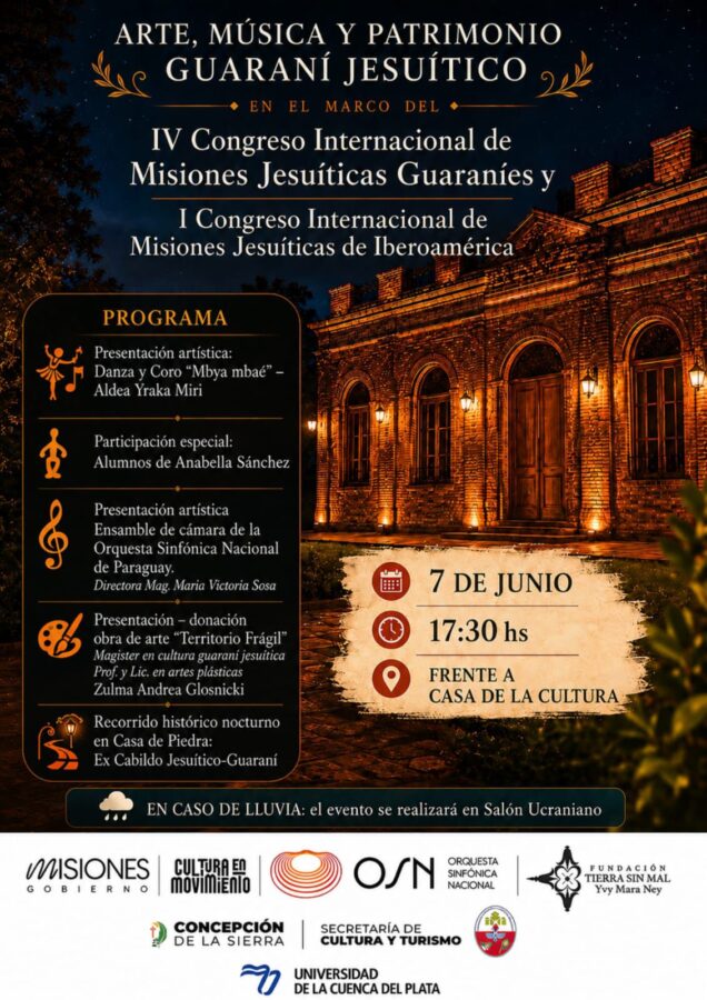 Concepción de la Sierra será sede de una velada de arte, música y patrimonio guaraní jesuítico 1 2 - Flyer Concepcion de la Sierra - 1