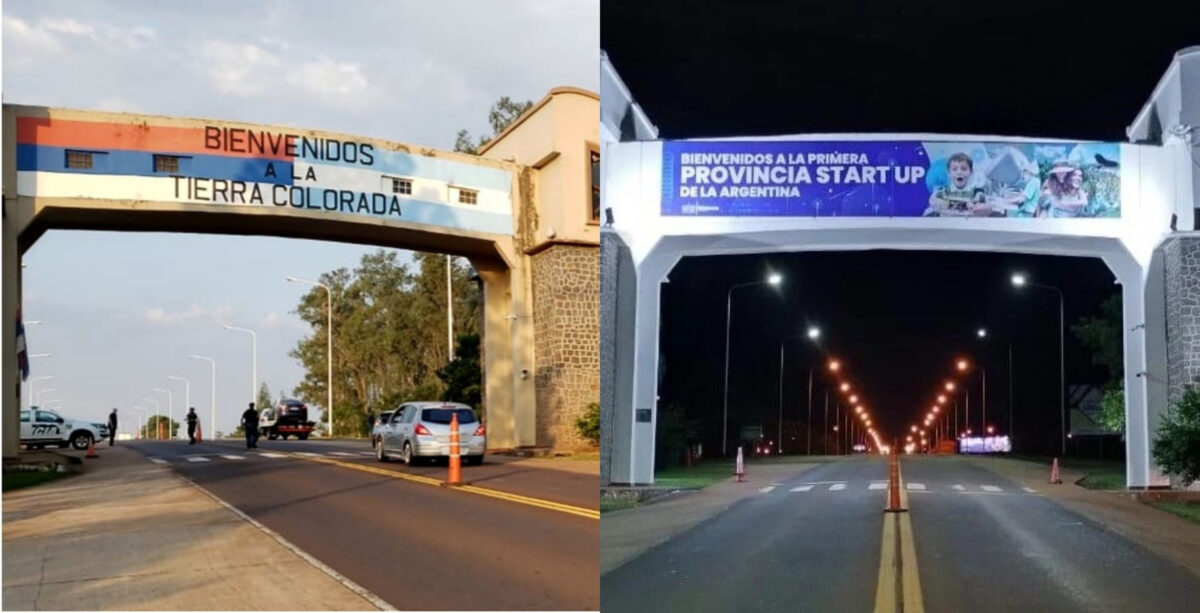 El arco del acceso a Misiones retomó la leyenda "Bienvenidos a la tierra colorada" tras un cambio de cartel 1 2 - El arco del acceso a Misiones retomo la leyenda Bienvenidos a la tierra colorada tras un cambio de cartel - 1