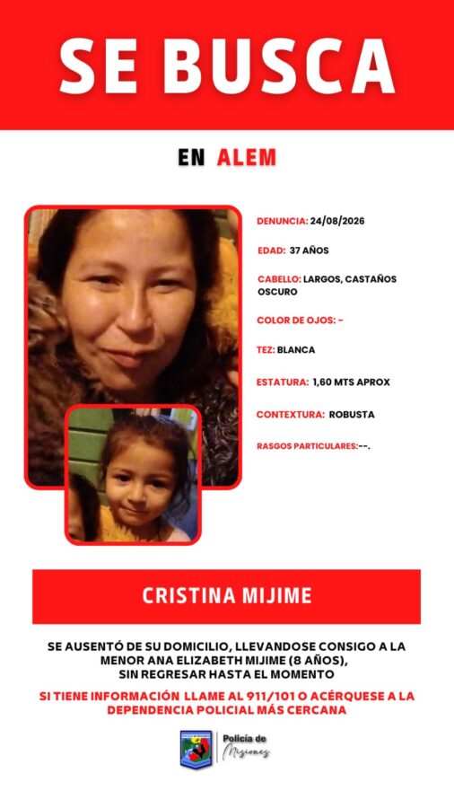 Buscan a una mujer y a su hija desaparecidas desde julio en Alem - 1