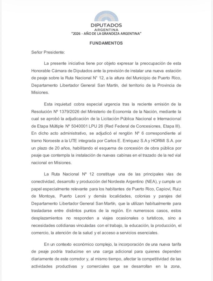 Misiones llevó al Congreso el reclamo contra el nuevo peaje proyectado por Nación sobre la ruta 12 2 4 - Diputados misioneros llevaron al Congreso el rechazo a un nuevo peaje sobre la Ruta 12 1 - 3