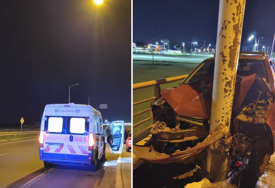 Posadas: terminó herido tras despistar y chocar contra un poste en el Acceso Sur