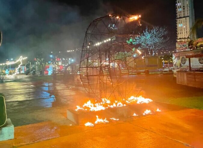 Bomberos controlaron un principio de incendio en el ingreso al Parque de las Fiestas en Posadas