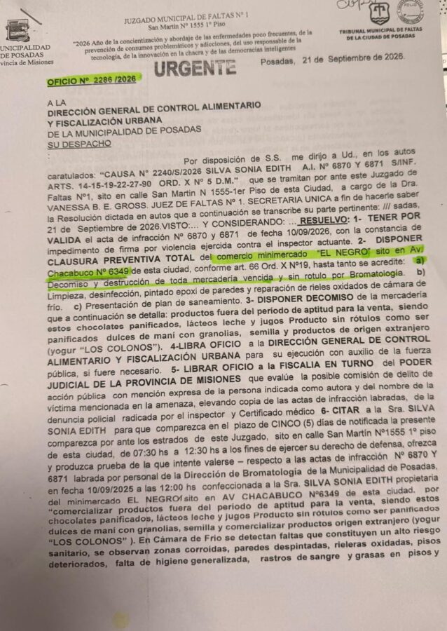 Clausura de un minimercado en Posadas: la Municipalidad denunció irregularidades sanitarias y una agresión 6 12 - Clausura de un minimercado en Posadas la Municipalidad denuncio irregularidades sanitarias y una agresion 8 - 11