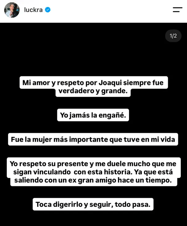 La Joaqui respondió a Luck Ra, cuestionó que expusiera su intimidad y habló de su nueva pareja 1 2 - La Joaqui respondio a Luck Ra cuestiono que expusiera su intimidad y hablo de su nueva pareja 3 - 1