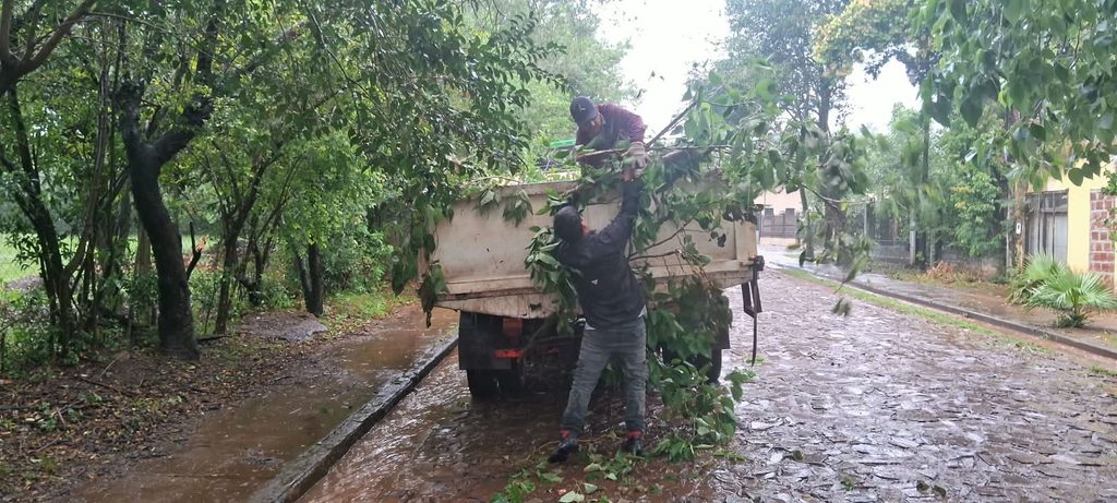 Tras el temporal, despliegan cuadrillas para despejar calles y evaluar daños en Posadas 2 4 - muni 2 - 3